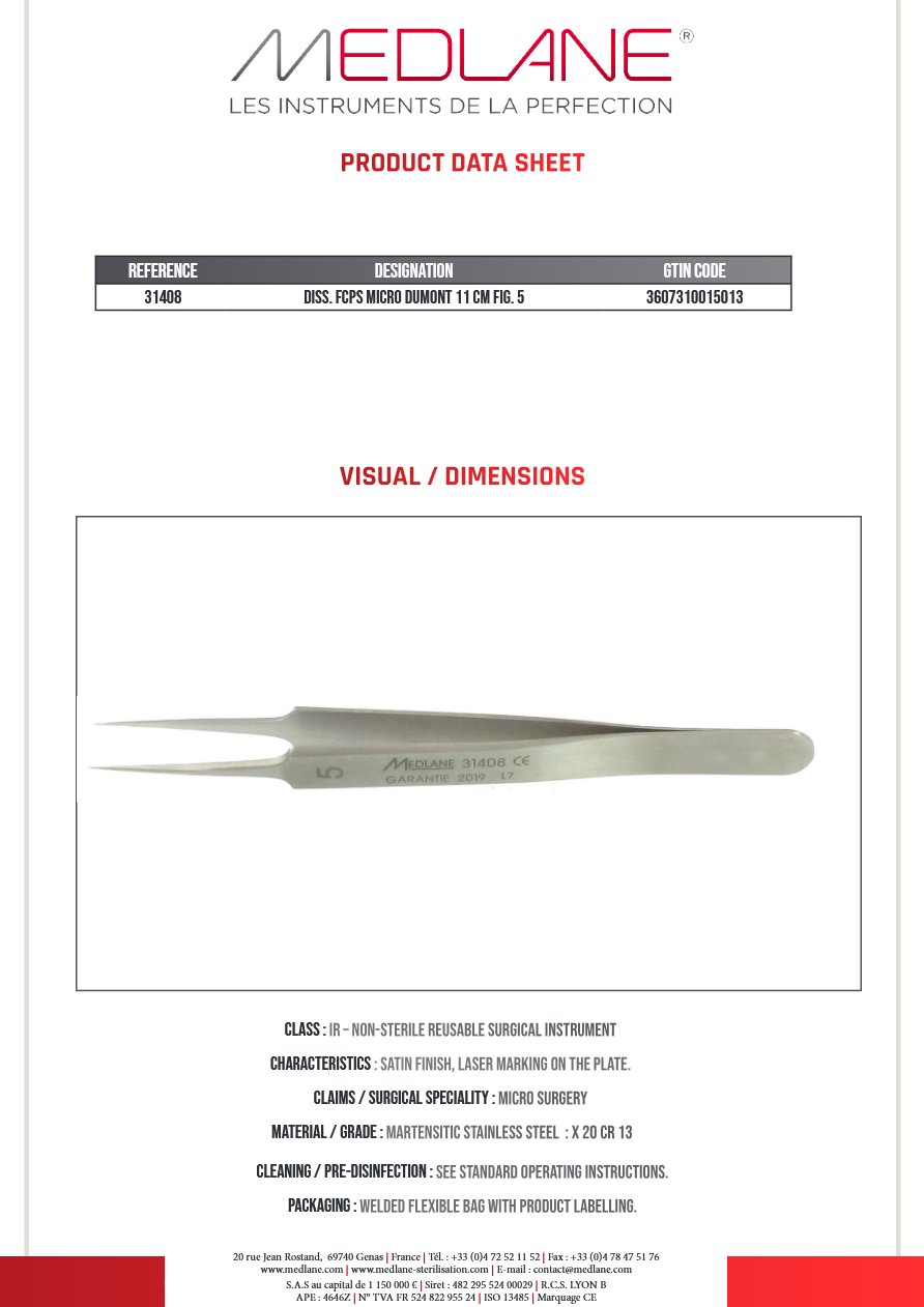 Pince Diss. Micro Dumont 110 mm Fig. 5 Larg 0,05MM — REF 31408