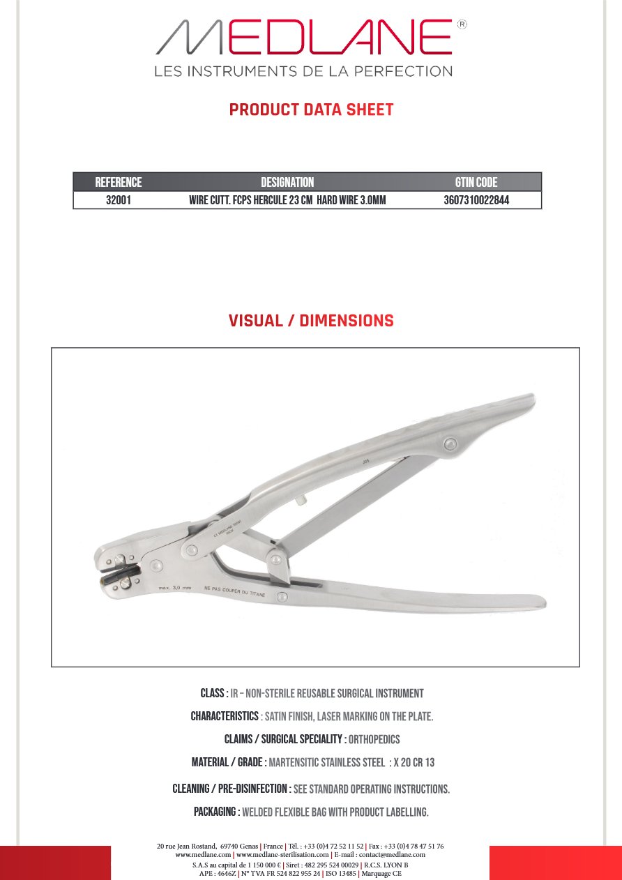 Pince Fils Coupe Hercule 230 mm D.max 3,0 mm — REF 32001