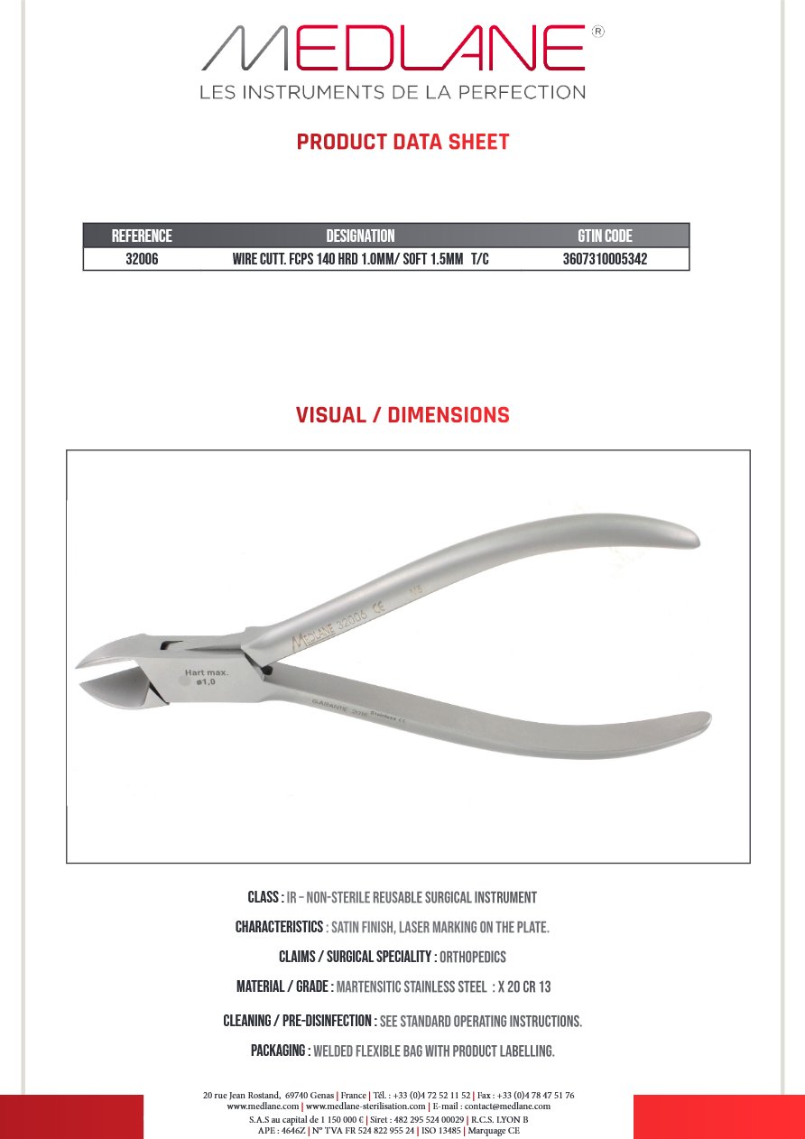 Pince Fils Coupe 140 D.max 1,0 mm Tungstene — REF 32006