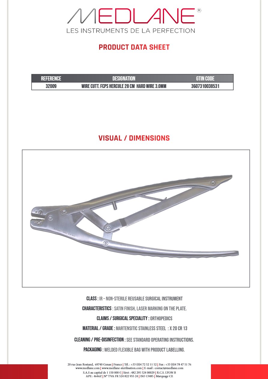 Pince Fils Coupe Hercule 280 mm Fil Dur 3.0MM — REF 32009