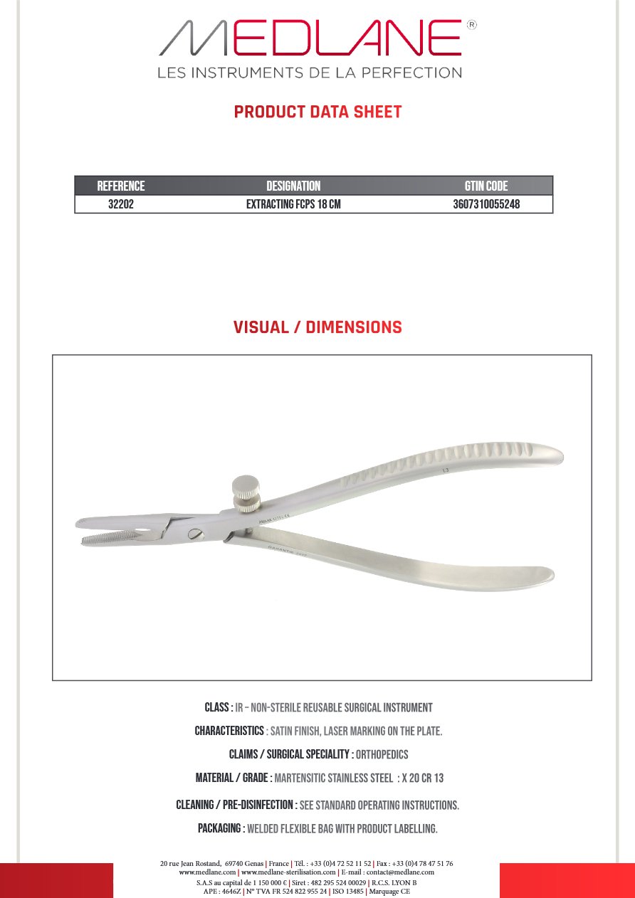 Pince Fils Extraction 180 mm — REF 32202P