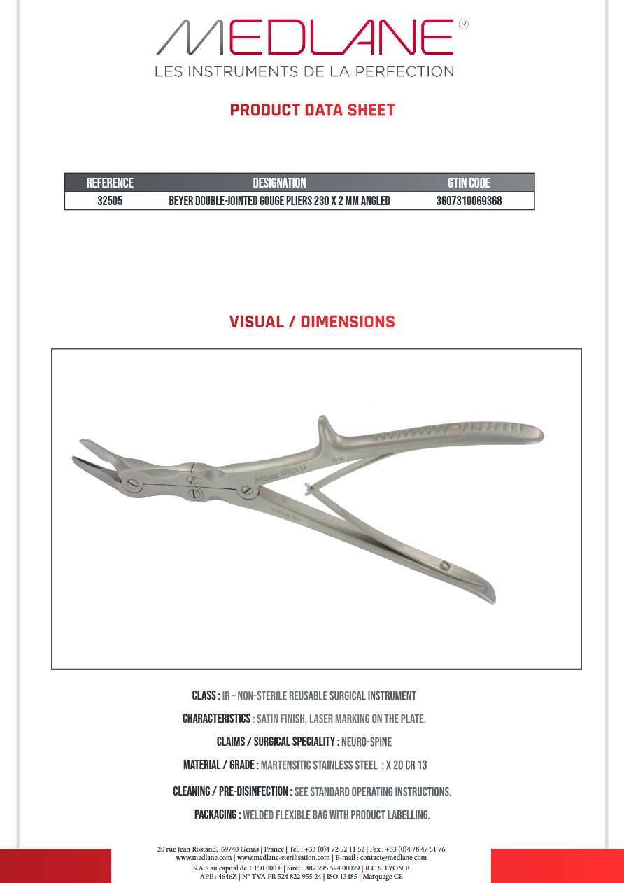 Pince Gouge Dbl Art. Echlin 230 X 2MM Cde — REF 32505P