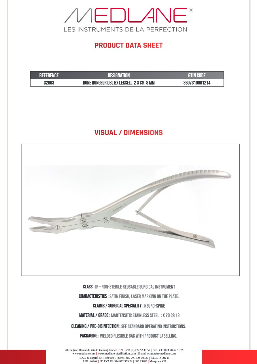 Pince Gouge Dbl Art. Leksell 230 X 8MM — REF 32603P