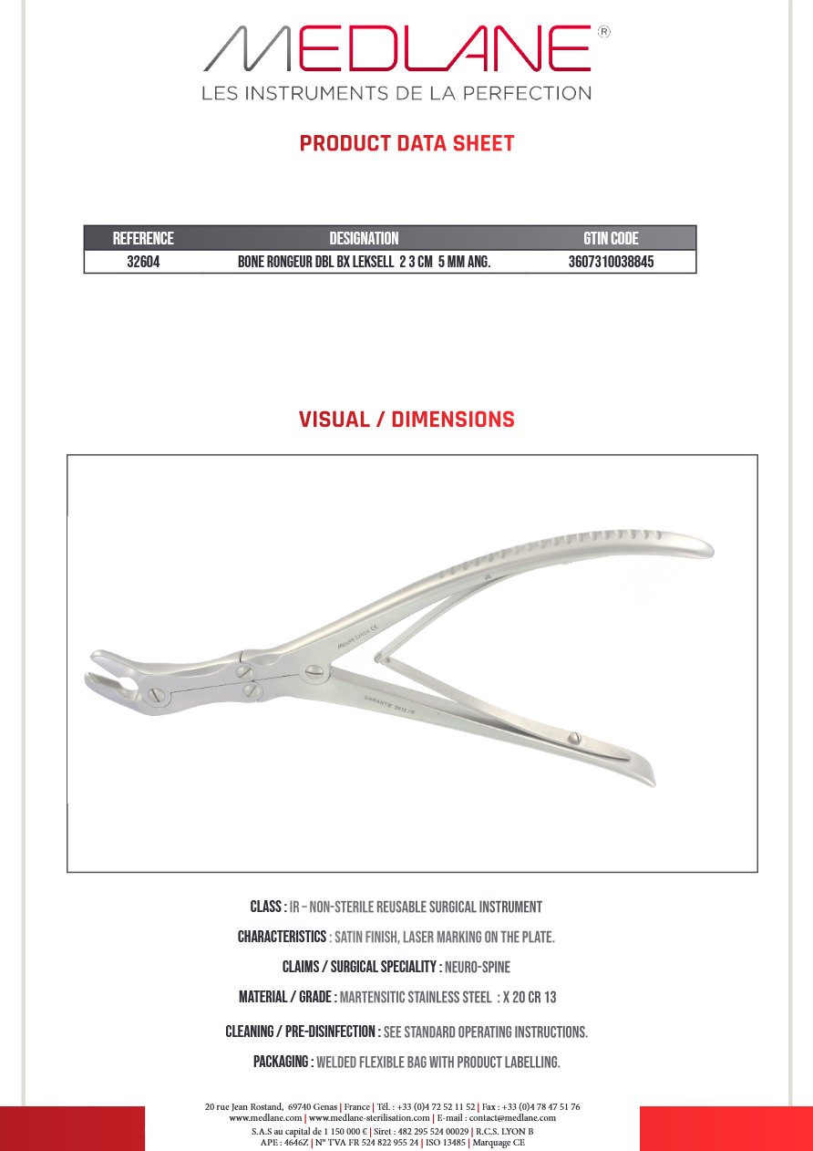 Pince Gouge Dbl Art. Leksell 230 X 5MM Cde — REF 32604P