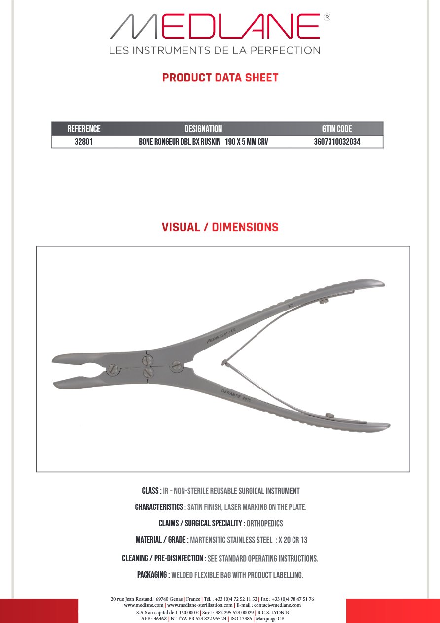 Pince Gouge Dbl Art. Ruskin 190 X 5MM Droit — REF 32801P