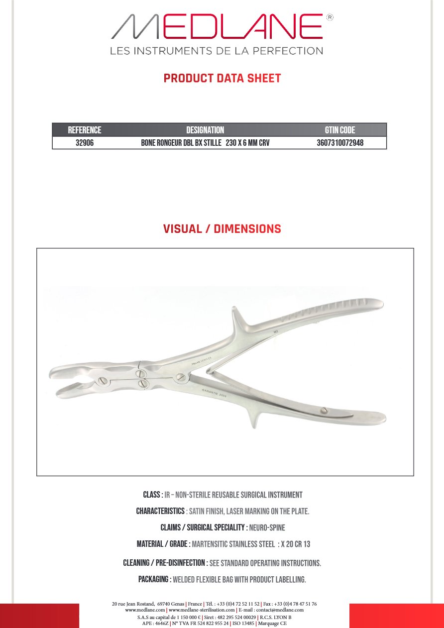 Pince Gouge Dbl Art. Stille 230 X 6 mm Courbe — REF 32906