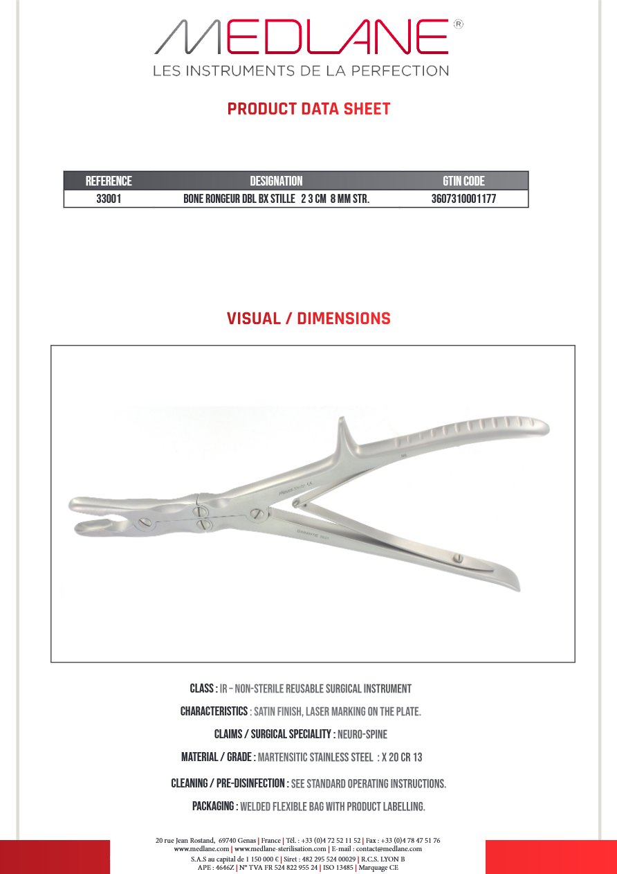 Pince Gouge Dbl Art. Stille 230 X 8 mm Droit — REF 33001P