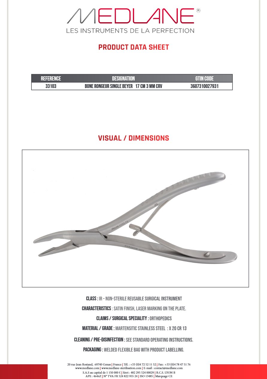 Pince Gouge Simple Beyer 170 X 3 mm Courbe — REF 33103P