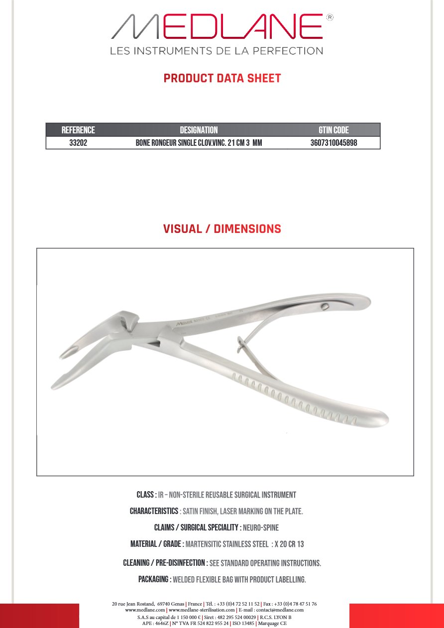 Pince Gouge Simple Clovis Vincent 210 X 3 mm — REF 33202P