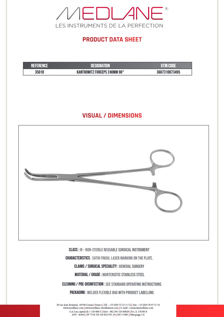 Passe Fils Kantrowitz 240 mm 90° — REF 35010