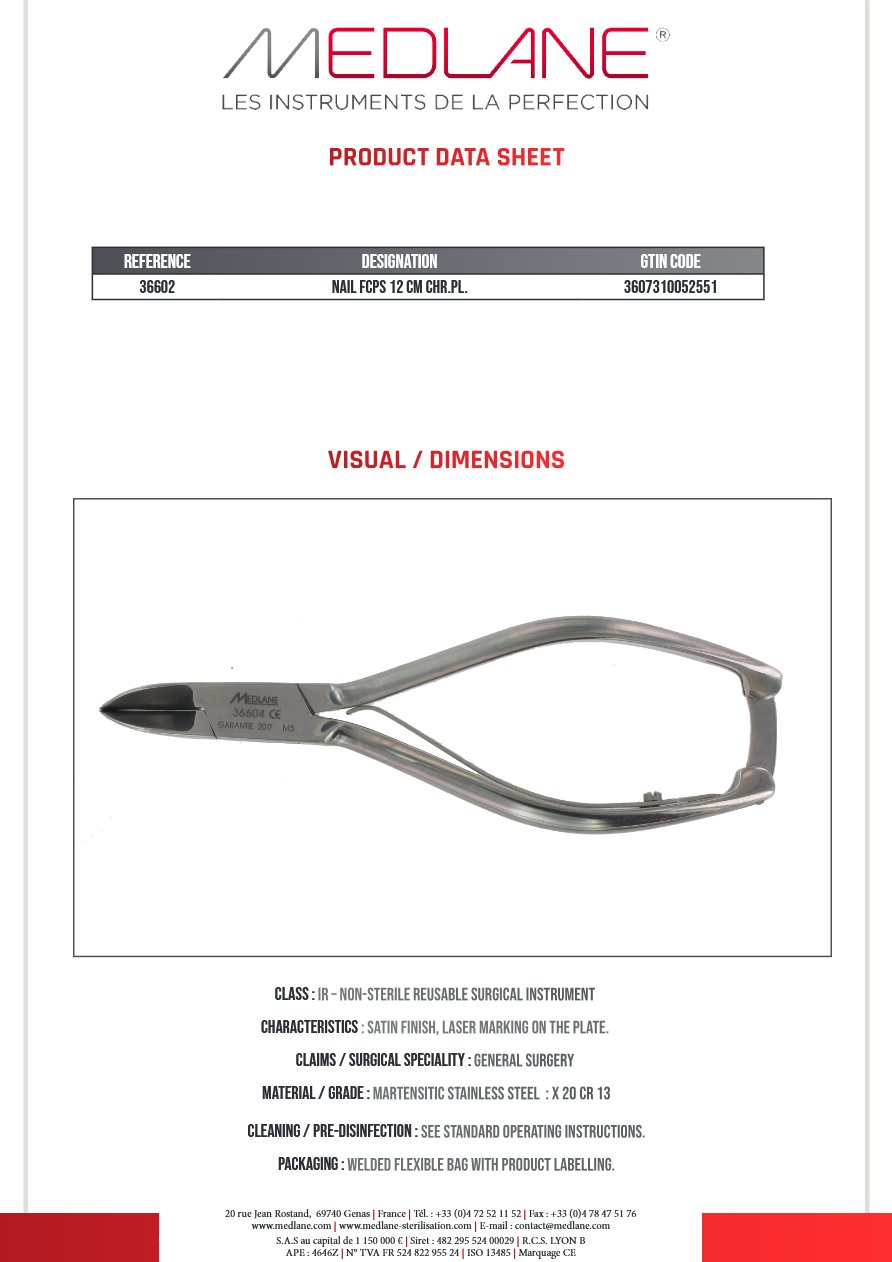 Pince Ongles 120 mm Inox — REF 36602P