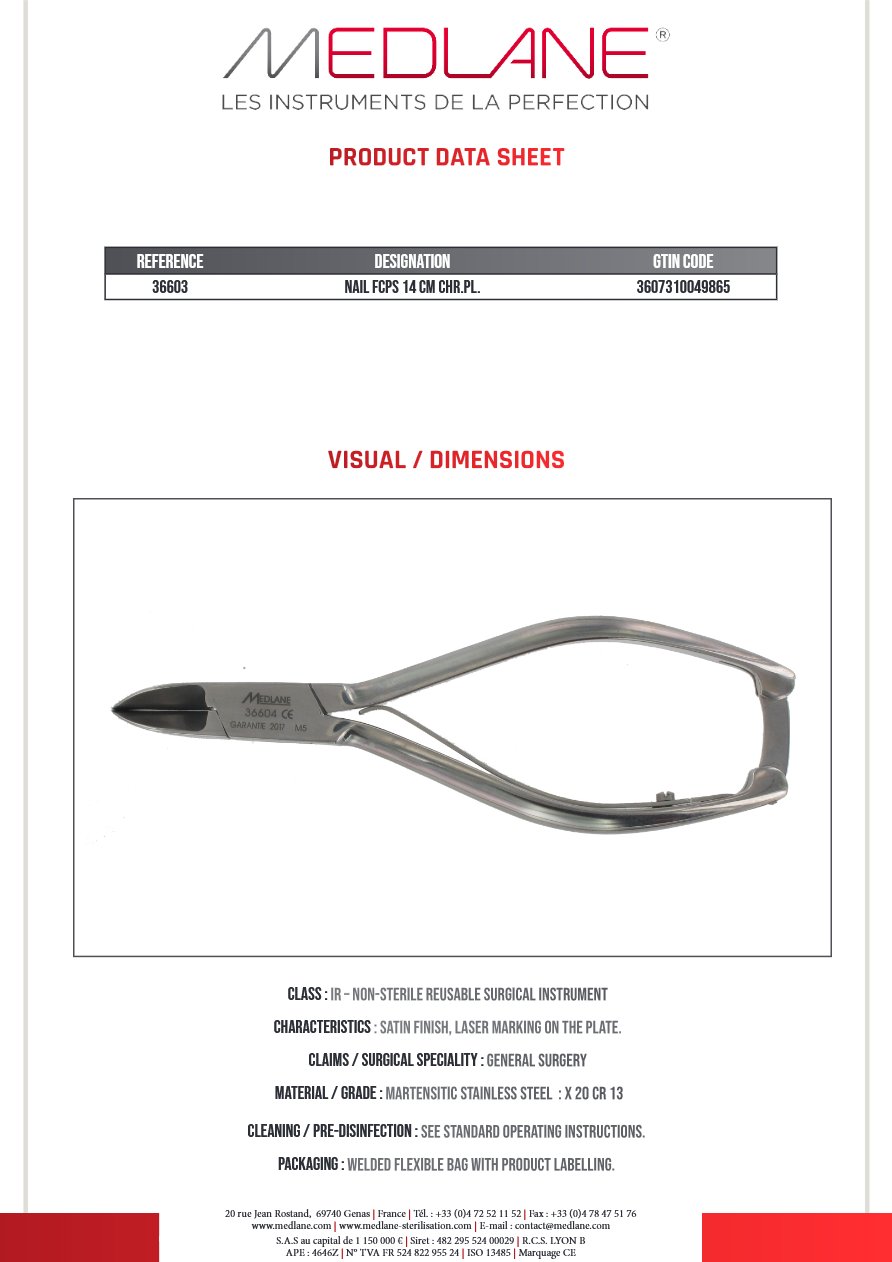Pince Ongles 140 mm Inox — REF 36603P