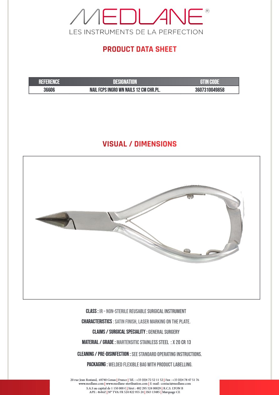 Pince Ongles Ongles Incarn 120 mm Inox — REF 36606P