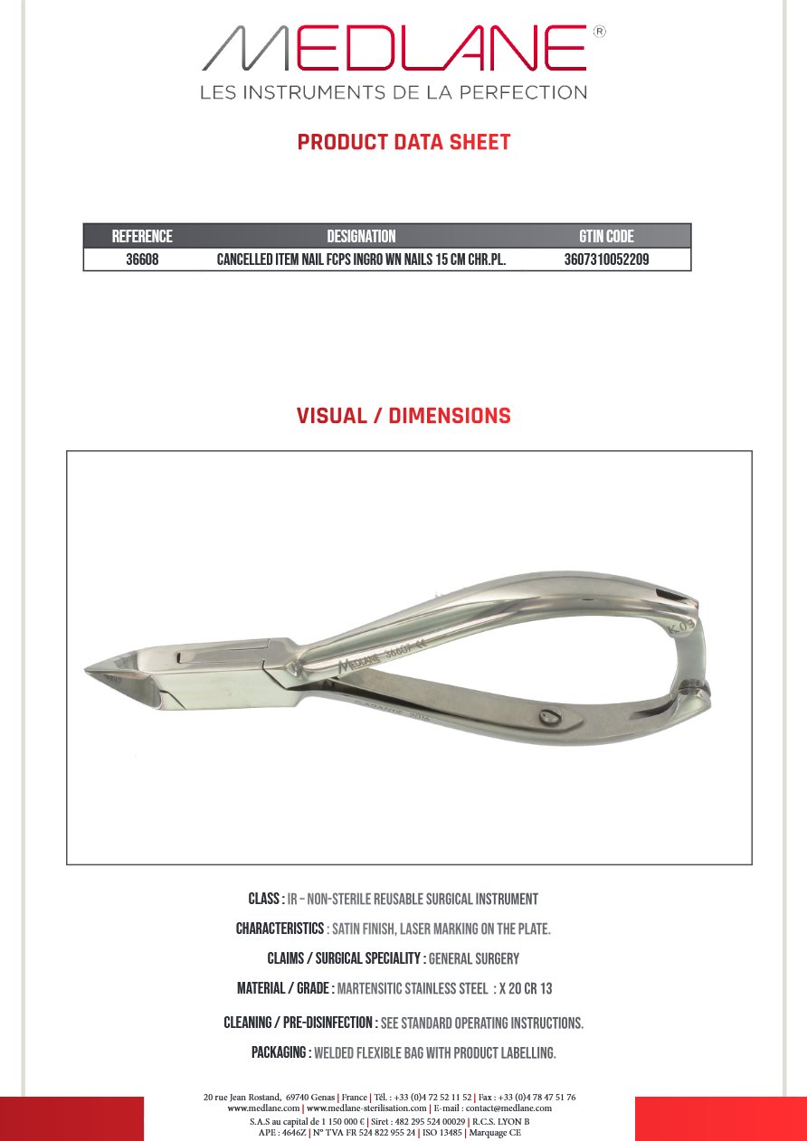 Pince Ongles Ongles Incarn 150 mm Inox — REF 36608P
