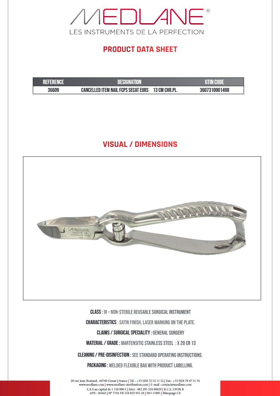 Pince Ongles Secateurs 130 mm Inox — REF 36609P