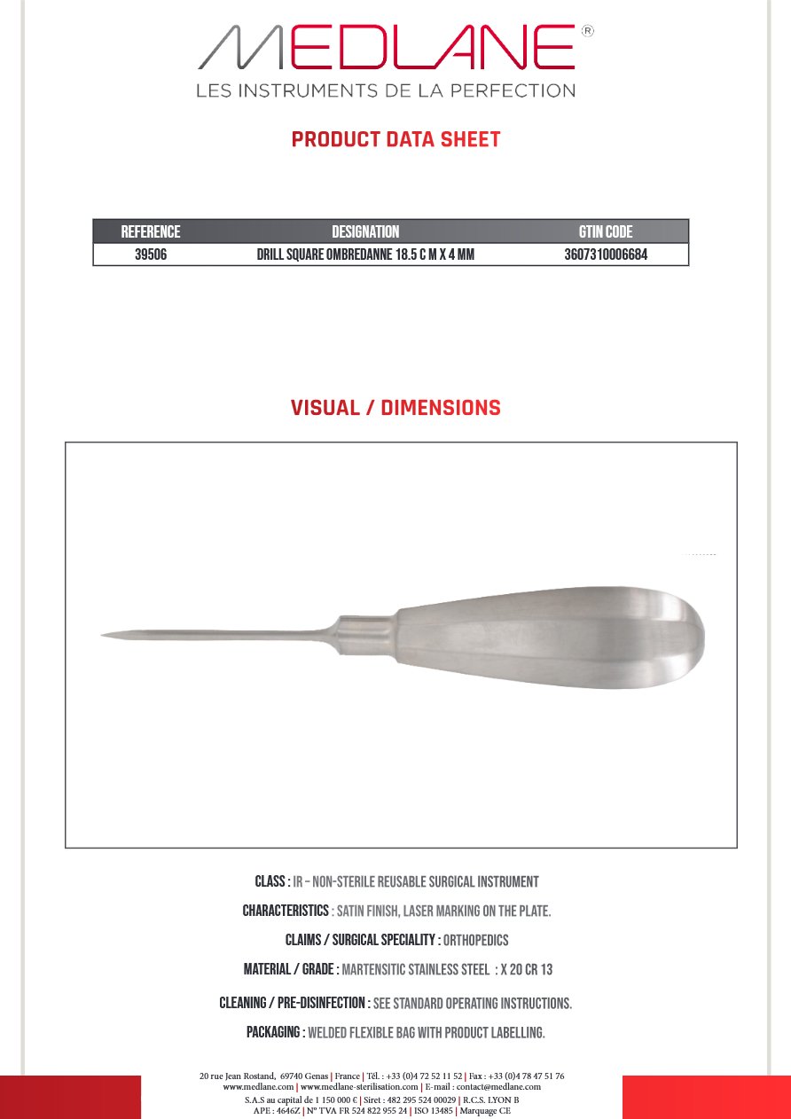 Pointe Carree Ombredanne 185 X 4 mm — 39506P
