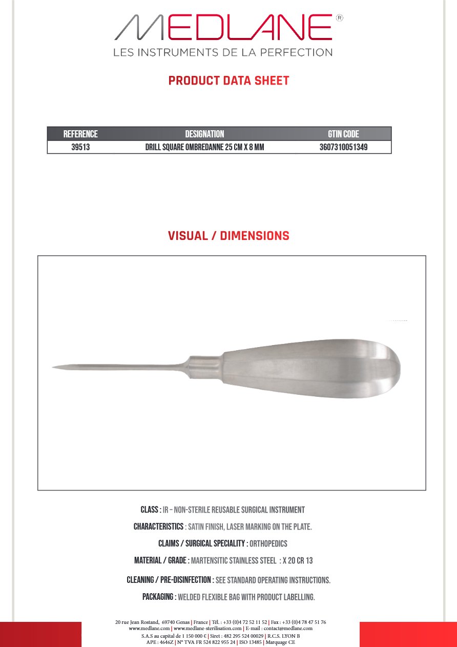 Pointe Carree Ombredanne 250 X 8 mm — 39513P