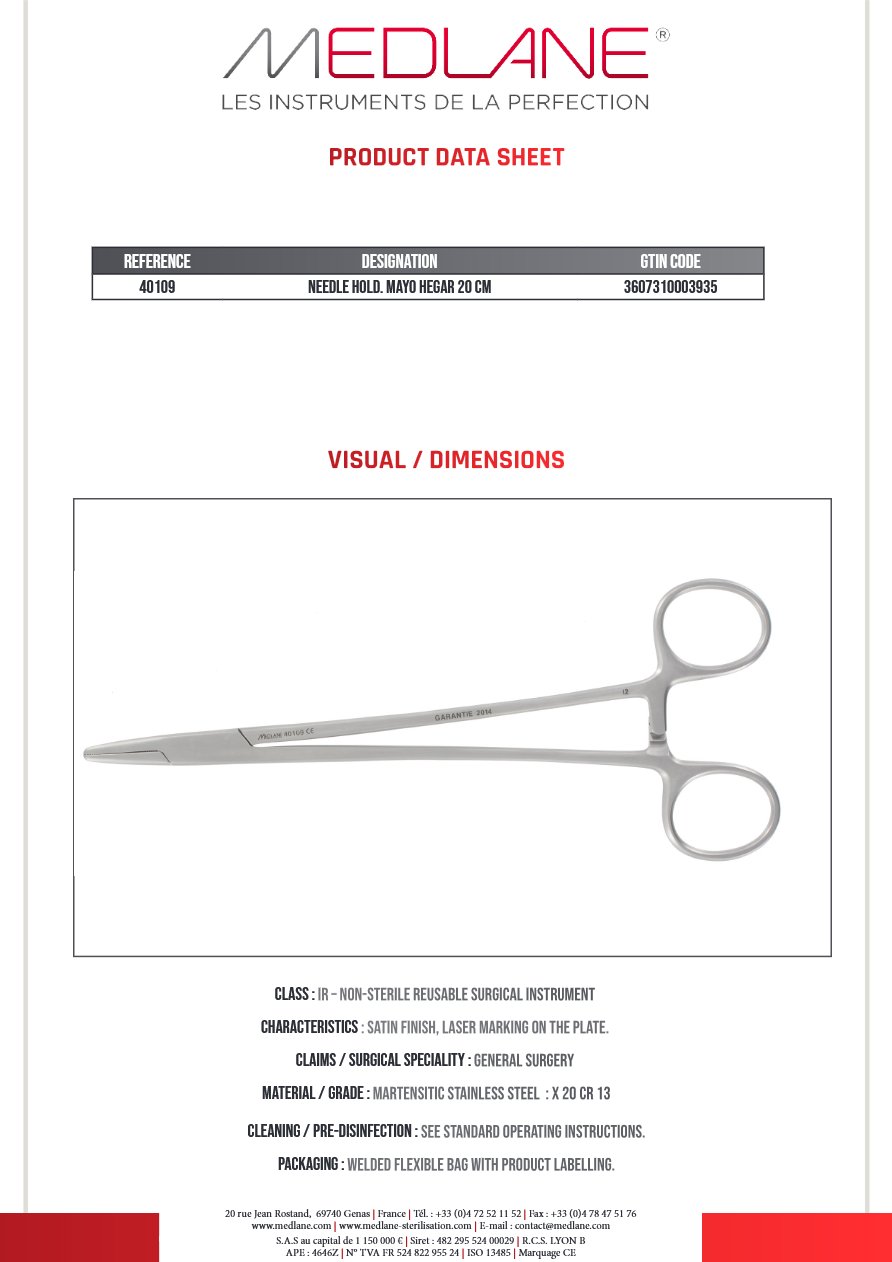 Porte Aiguille Mayo Hegar 200 mm — REF 40109P