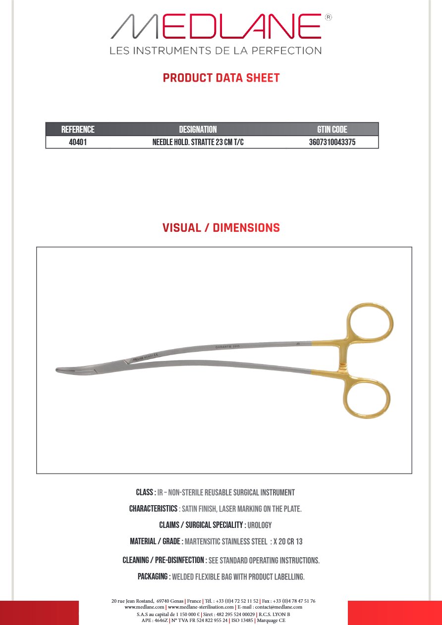 Porte Aiguille Stratte 230 mm Tungstène — 40401P