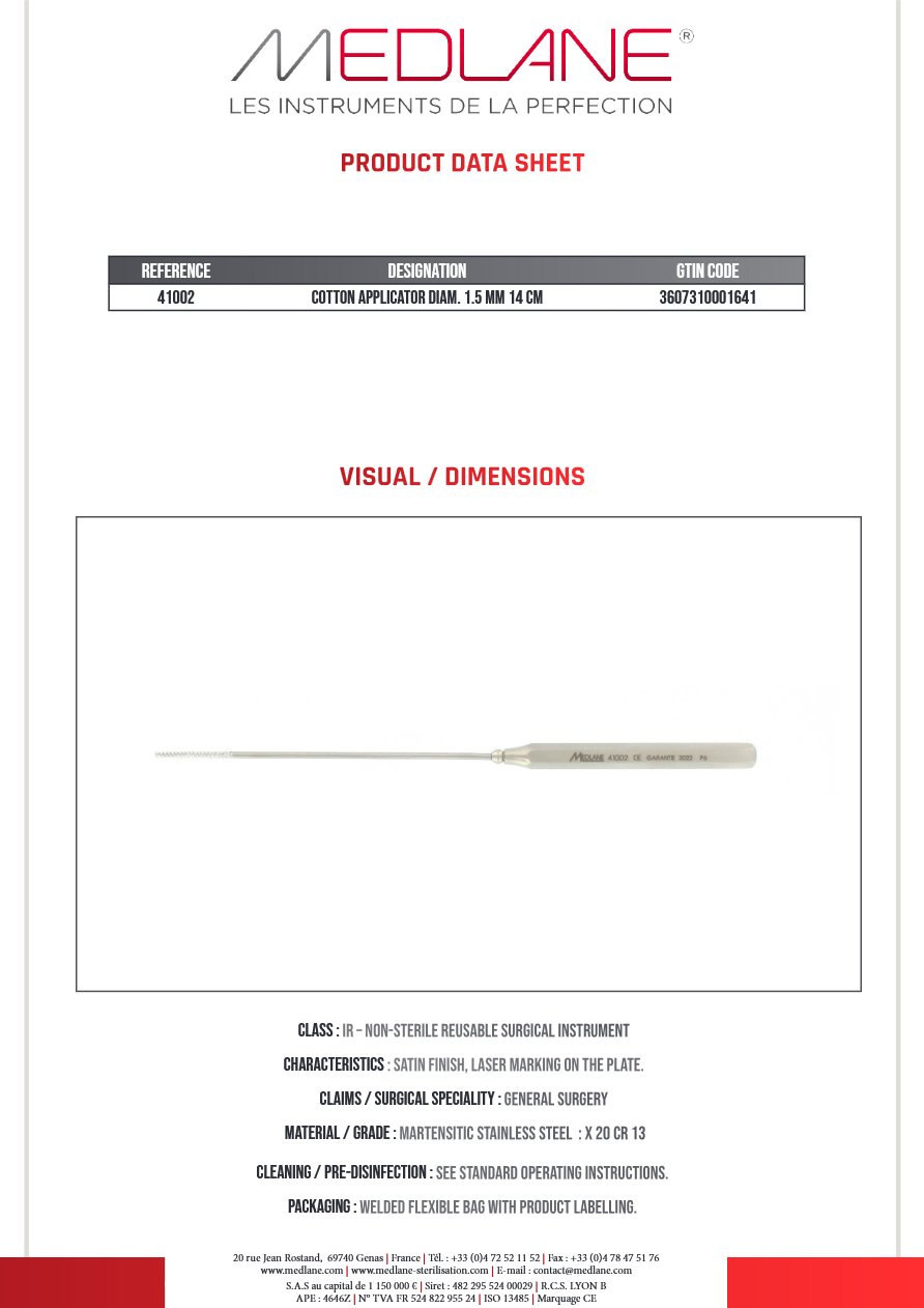 Porte Coton Diamètre 1.5 mm 140 mm — 41002