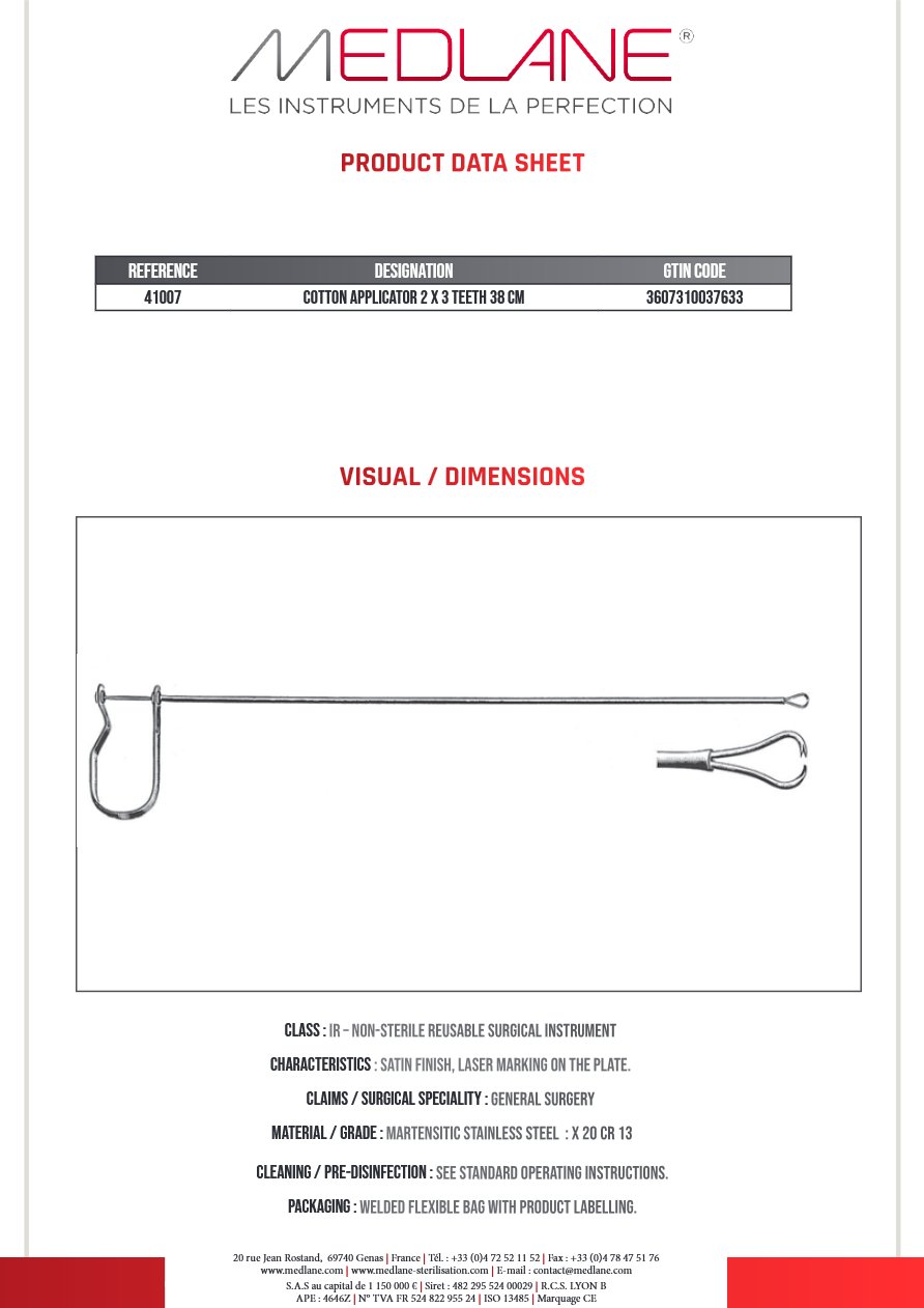 Porte Coton 1 X 2 Griffes 380 mm — REF 41007