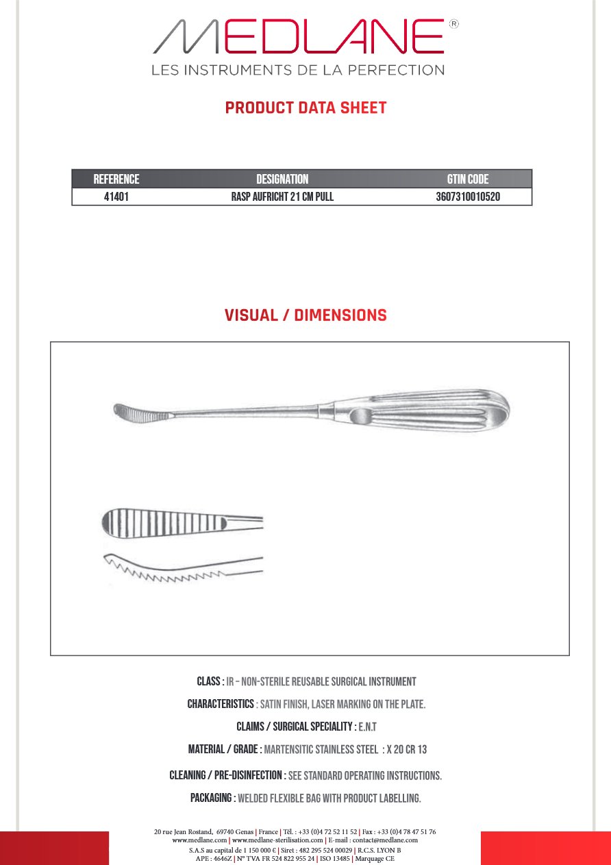 Rape Aufricht 210 mm En Tirant — REF 41401