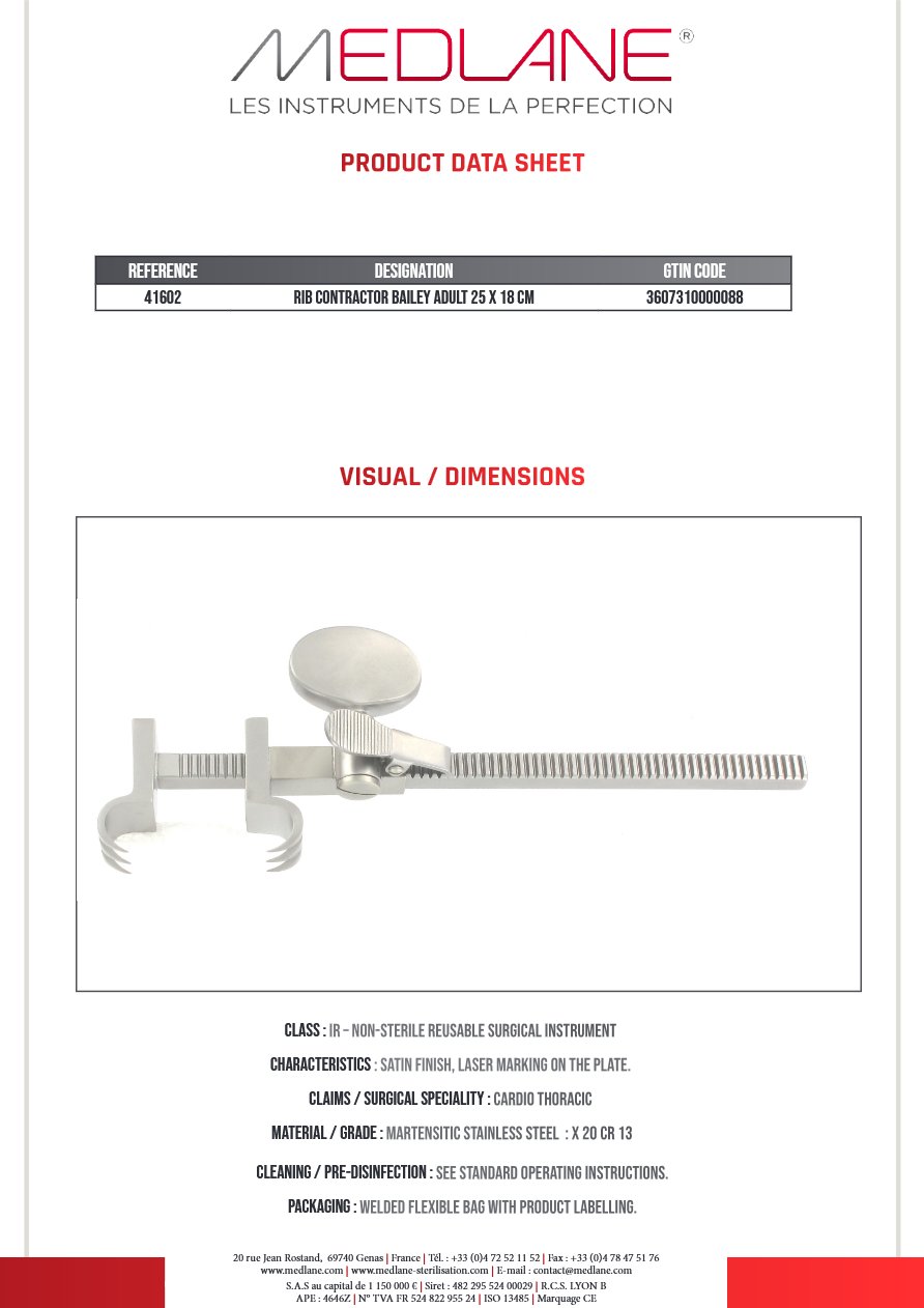 Rapprocheur Costal Bailey Adulte 25 X 180 mm — 41602P