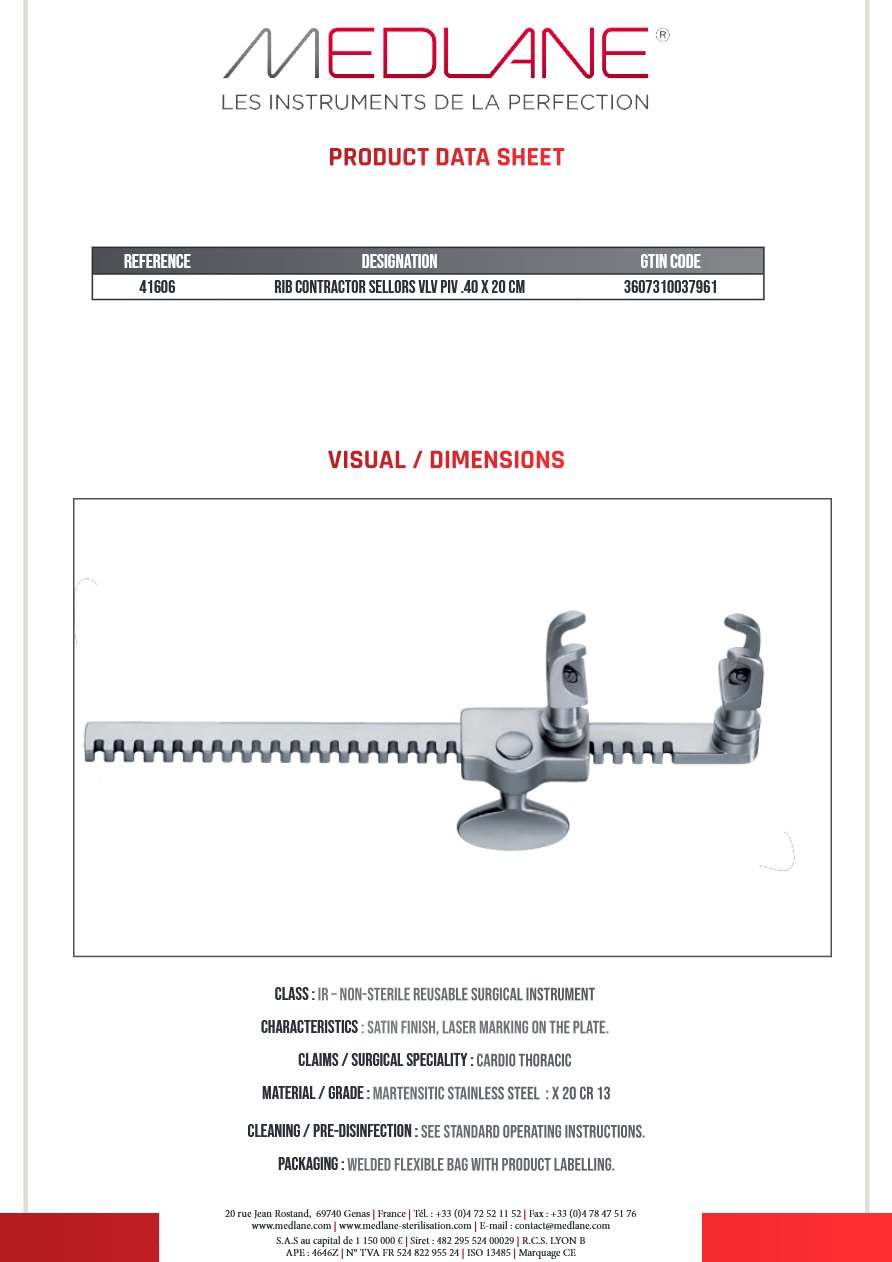 Rapprocheur Costal Sellors Valve Piv.40 X 200 mm — REF 41606