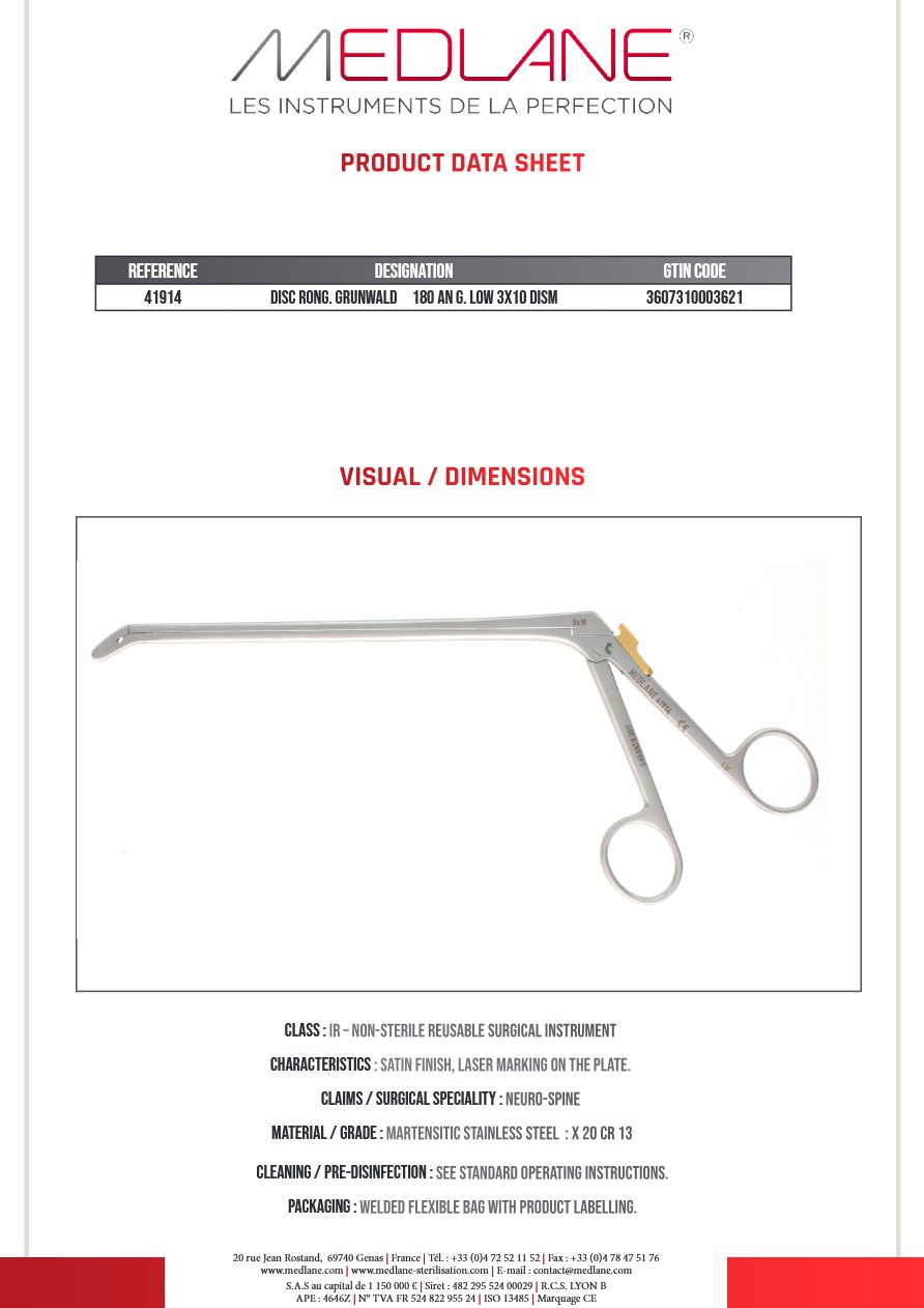 Photo produit MEDLANE : Rongeur Disque Grunwald 180 Coudé Bas 3X10 Demontable, référence 41914