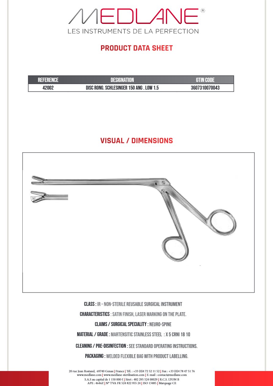 Rongeur Disque Schlesinger 150 Cde Bas 1.5 mm — REF 42002