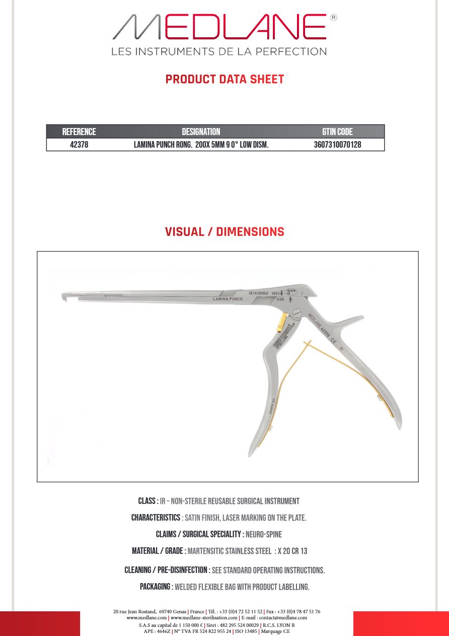 Lamina Punch Rongeur 200X 5MM 90° Low Démontable Non Détachable (small Handle) — REF 42378