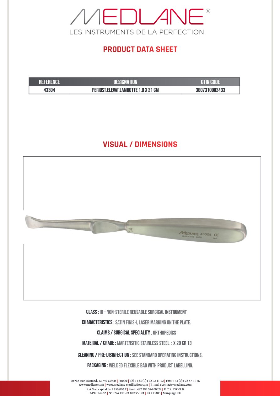 Rugine Lambotte 10 X 210 mm — REF 43304P