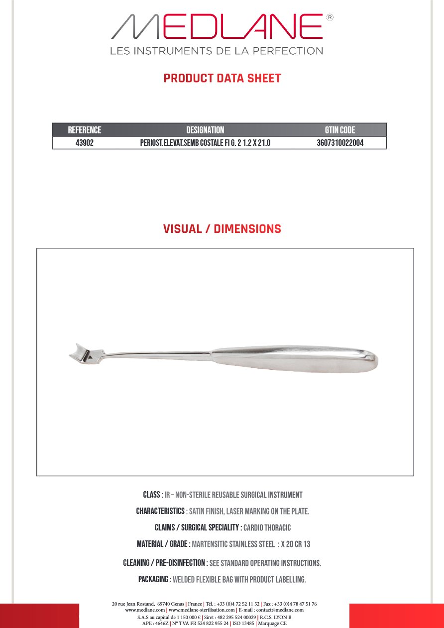 Rugine Semb Costale Figure 2 12 X 210 mm — REF 43902
