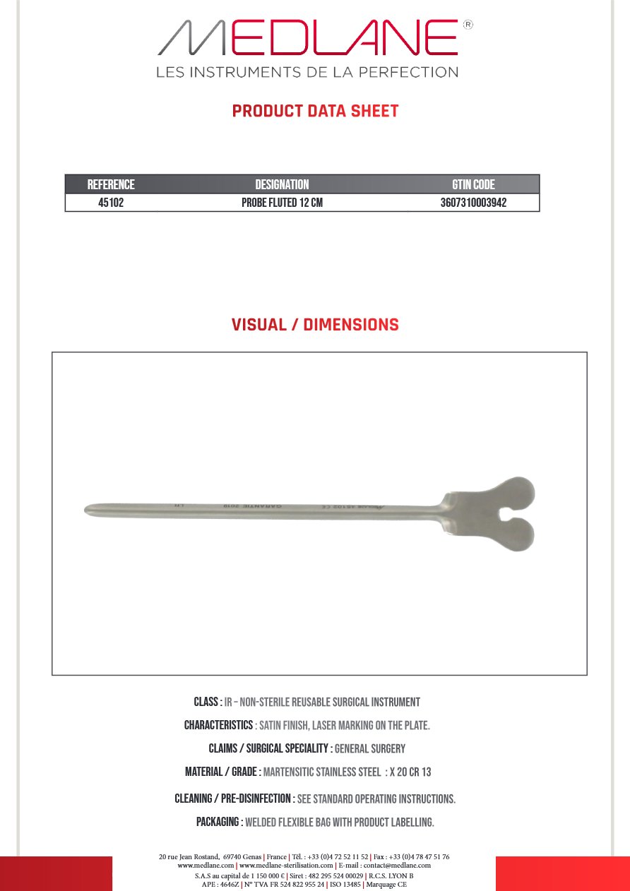 Sonde Cannelee 120 mm — REF 45102P