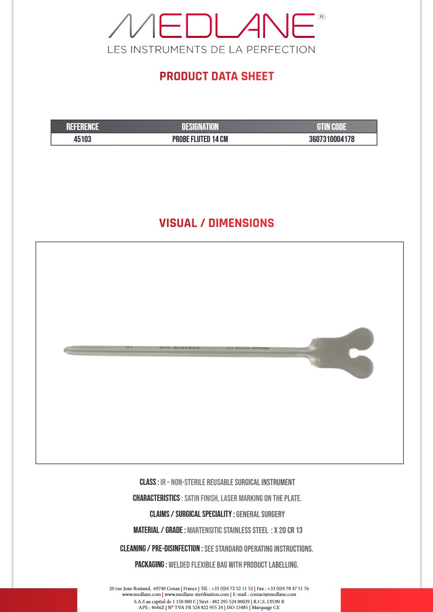 Sonde Cannelee 140 mm — REF 45103P