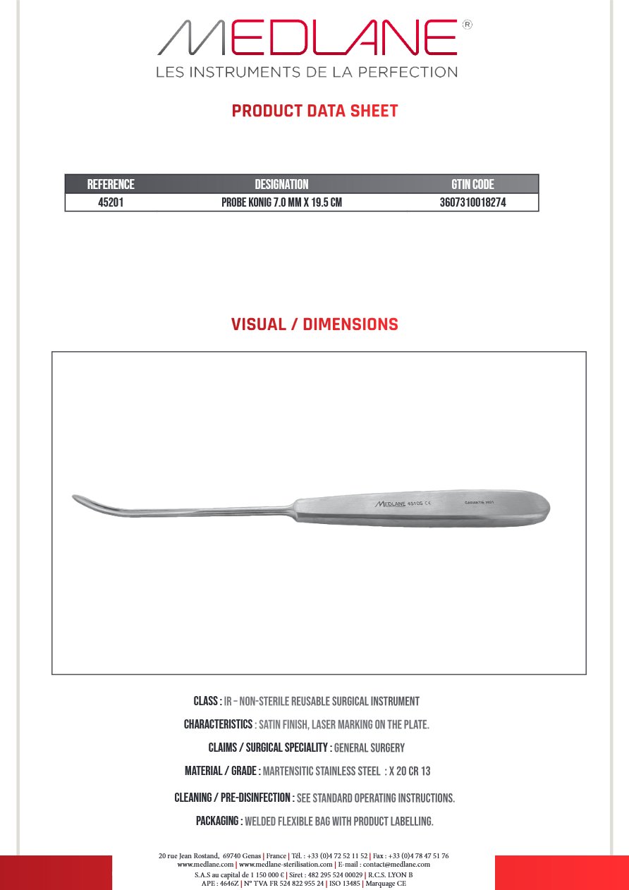 Sonde Konig 7.0 Mm X 19.5 Cm — REF 45111
