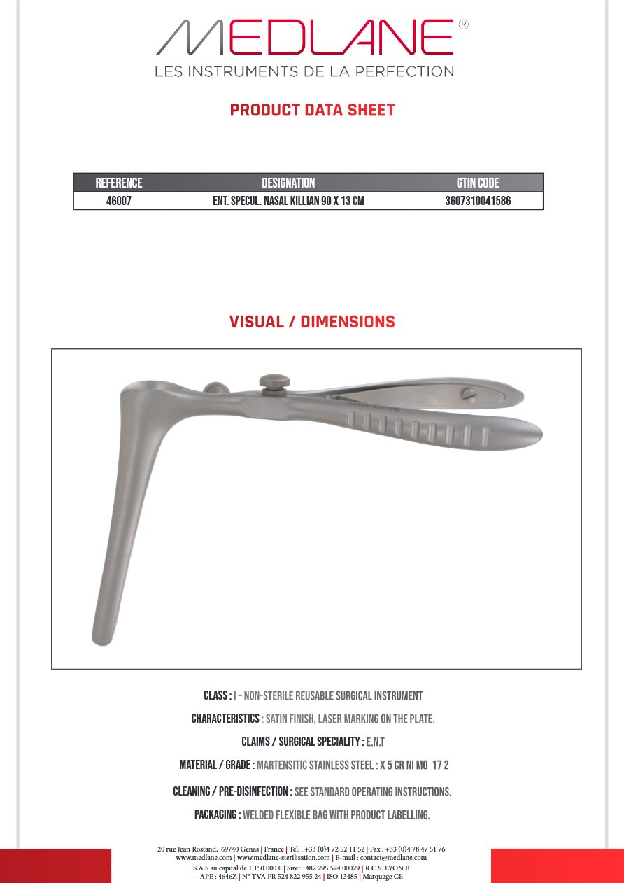 Speculum O.R.L. Rhino Killian 90 X 130 mm — REF 46007P