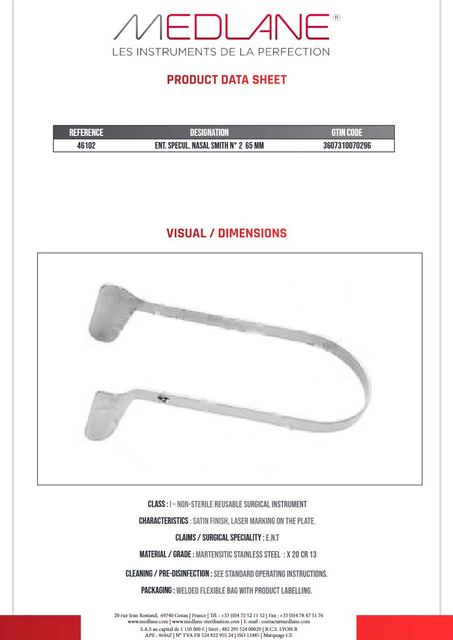 Entérotome SPECUL. NASAL SMITH N° 2 65 MM — REF 46102