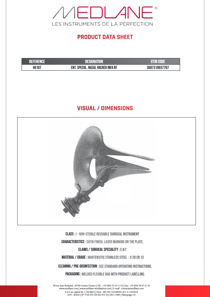 Speculum O.R.L. Rhino Vacher Enfant — REF 46107