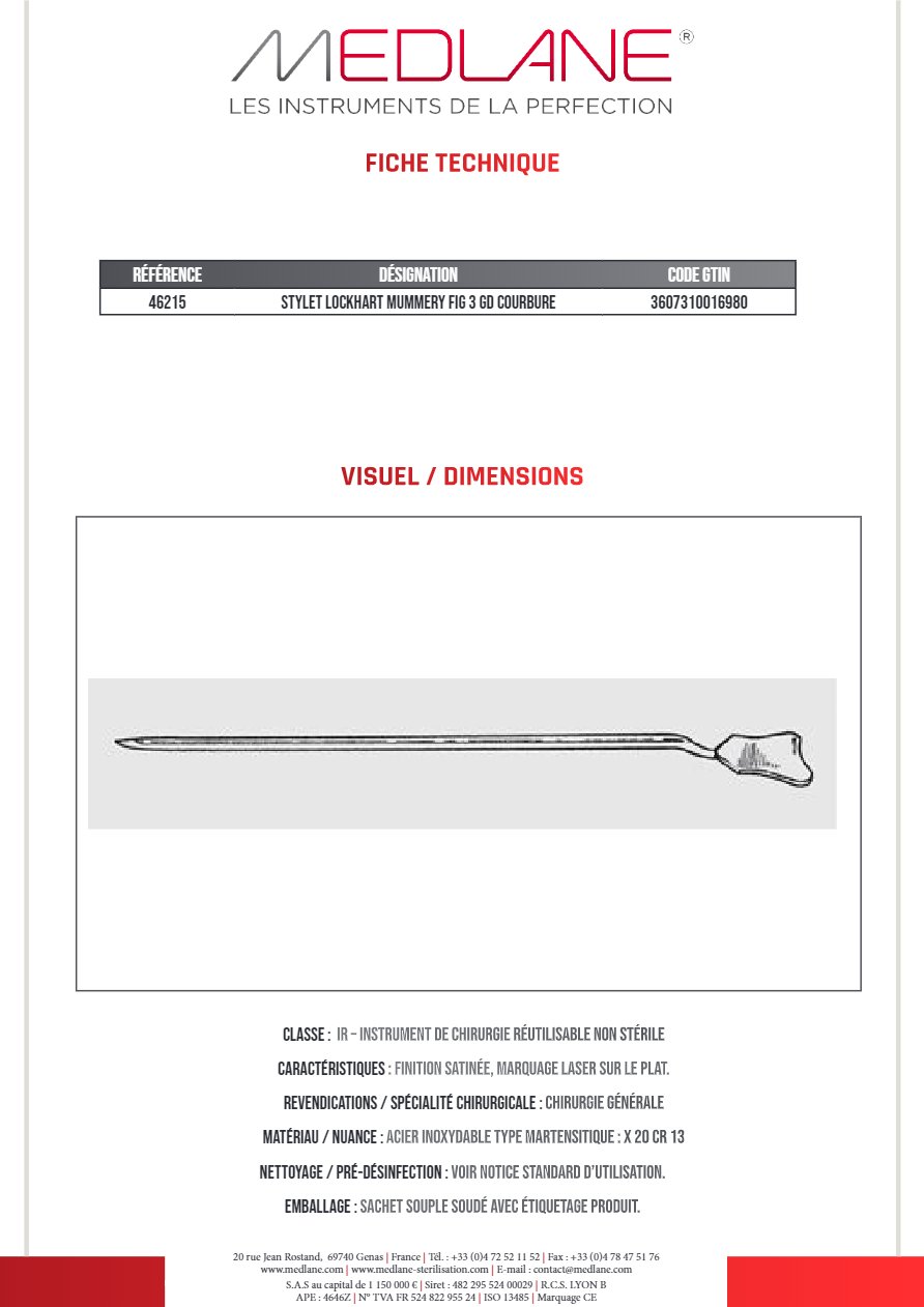 Stylet Lockhart Mummery Figure 3 Grand Courbure — REF 46215