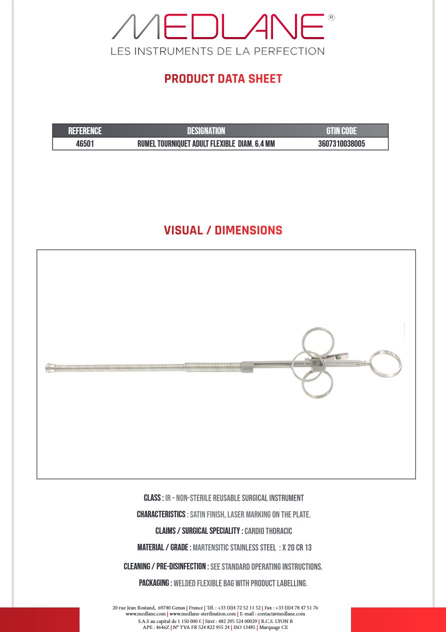 Tourniquet Rumel Adulte Flexible Diamètre 6.4 mm — 46501