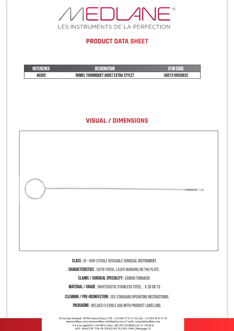 Rumel Tourniquet Adult Extra Stylet — REF 46502