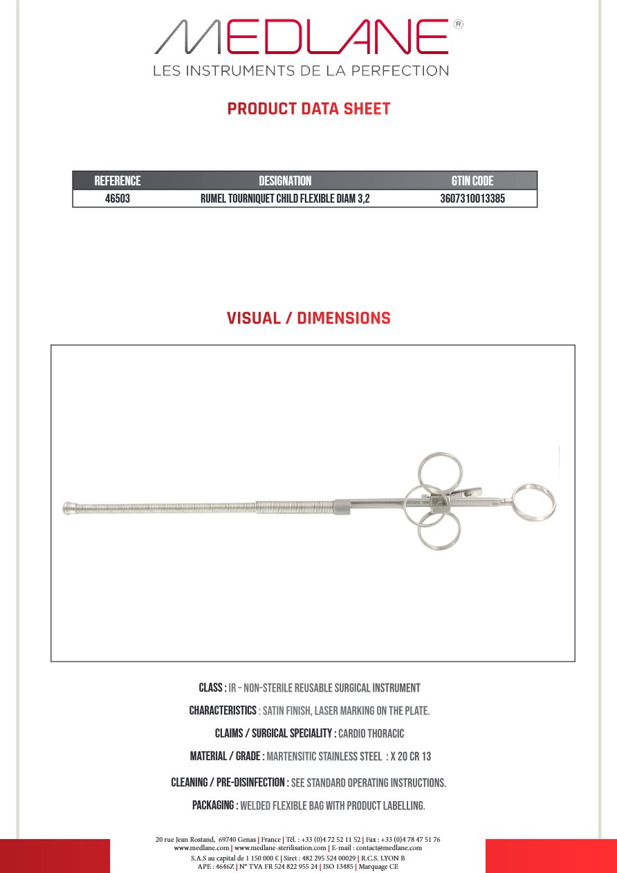 Tourniquet Rumel Enfant Flexible Diamètre 3.2 mm — REF 46503