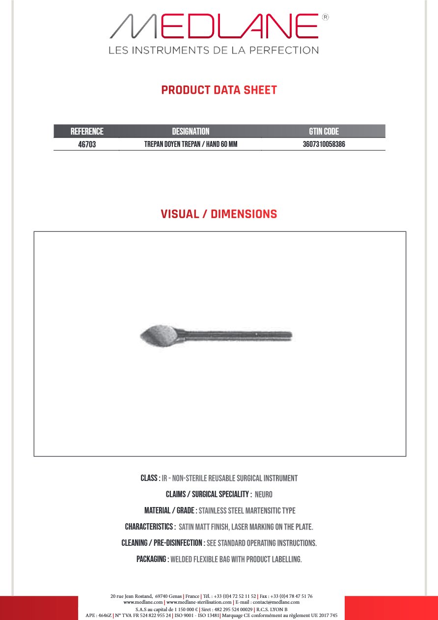 Trepan Doyen Perforateur 60 mm — REF 46703