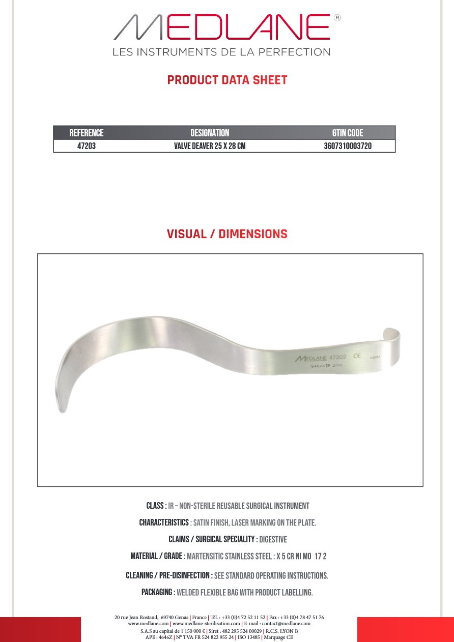 Valve Deaver 25 X 280 mm — REF 47203