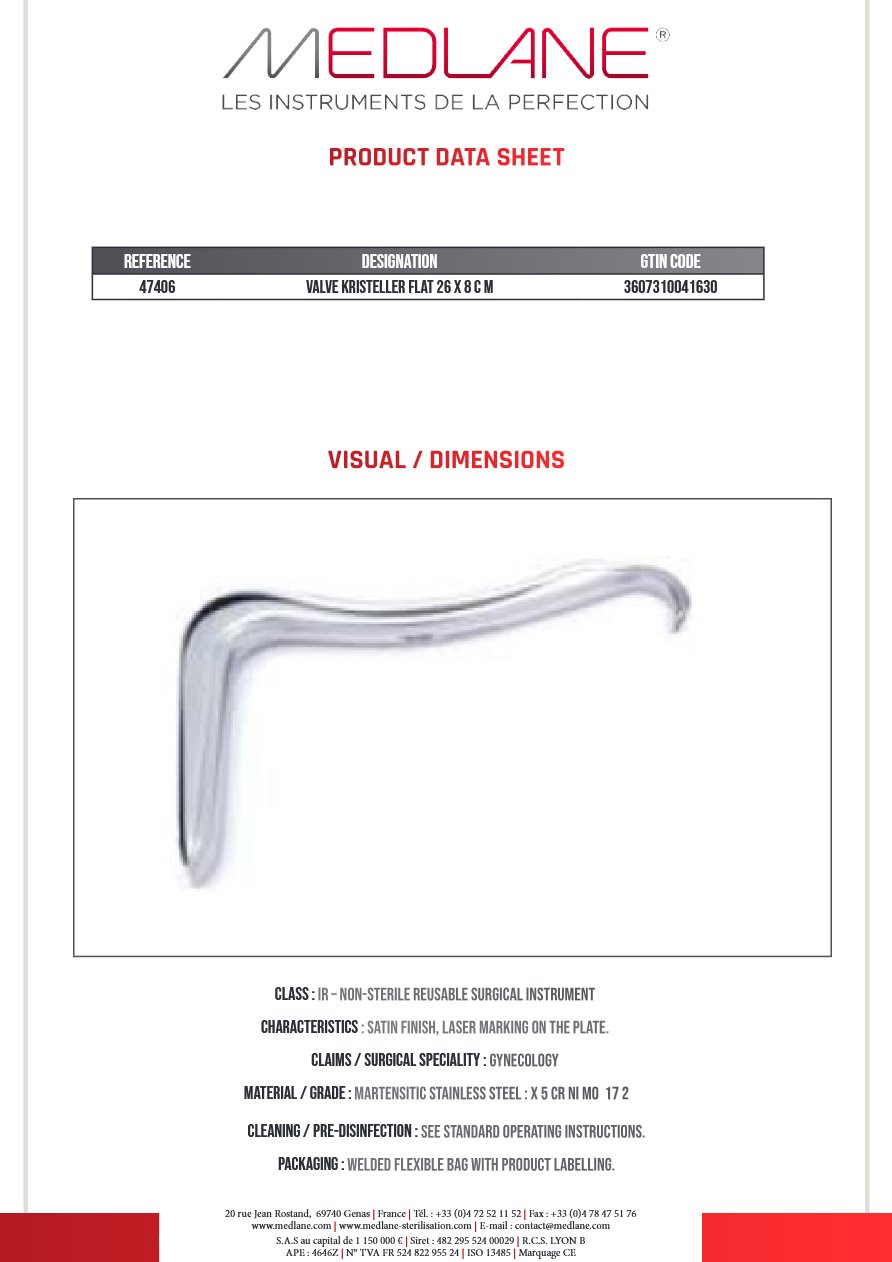 Valve Kristeller Plate 26 X 80 mm — REF 47406
