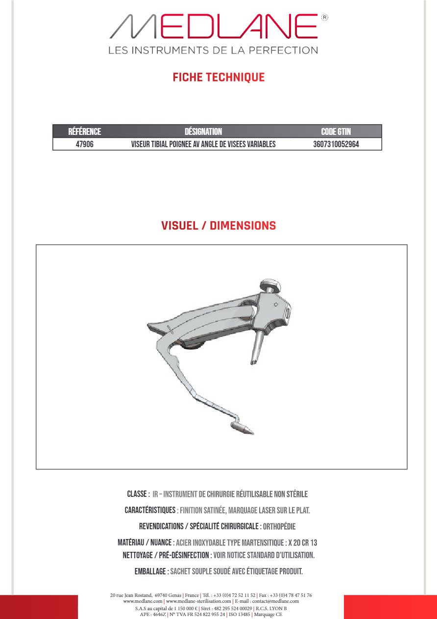 Viseur Tibial Poignee Avec Angle de Visees Variables — REF 47906