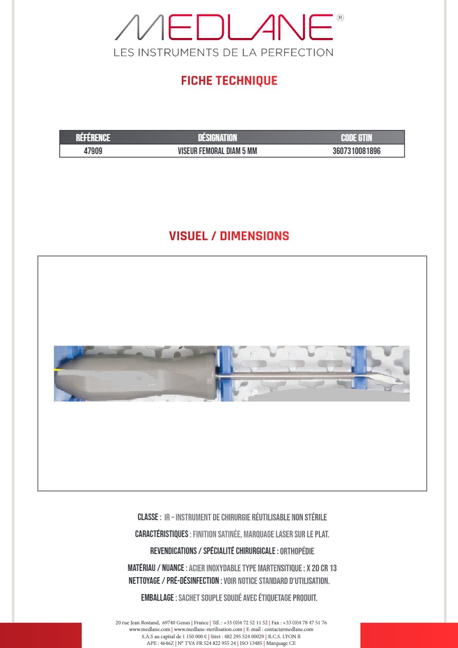 Viseur Femoral Diamètre 5 mm — REF 47909