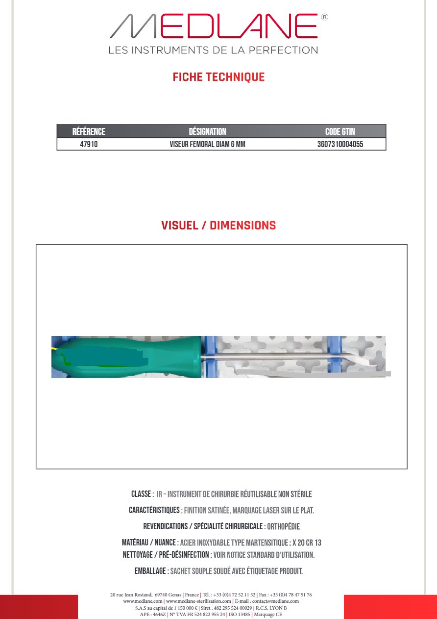 Viseur Femoral Diamètre 6 mm — REF 47910
