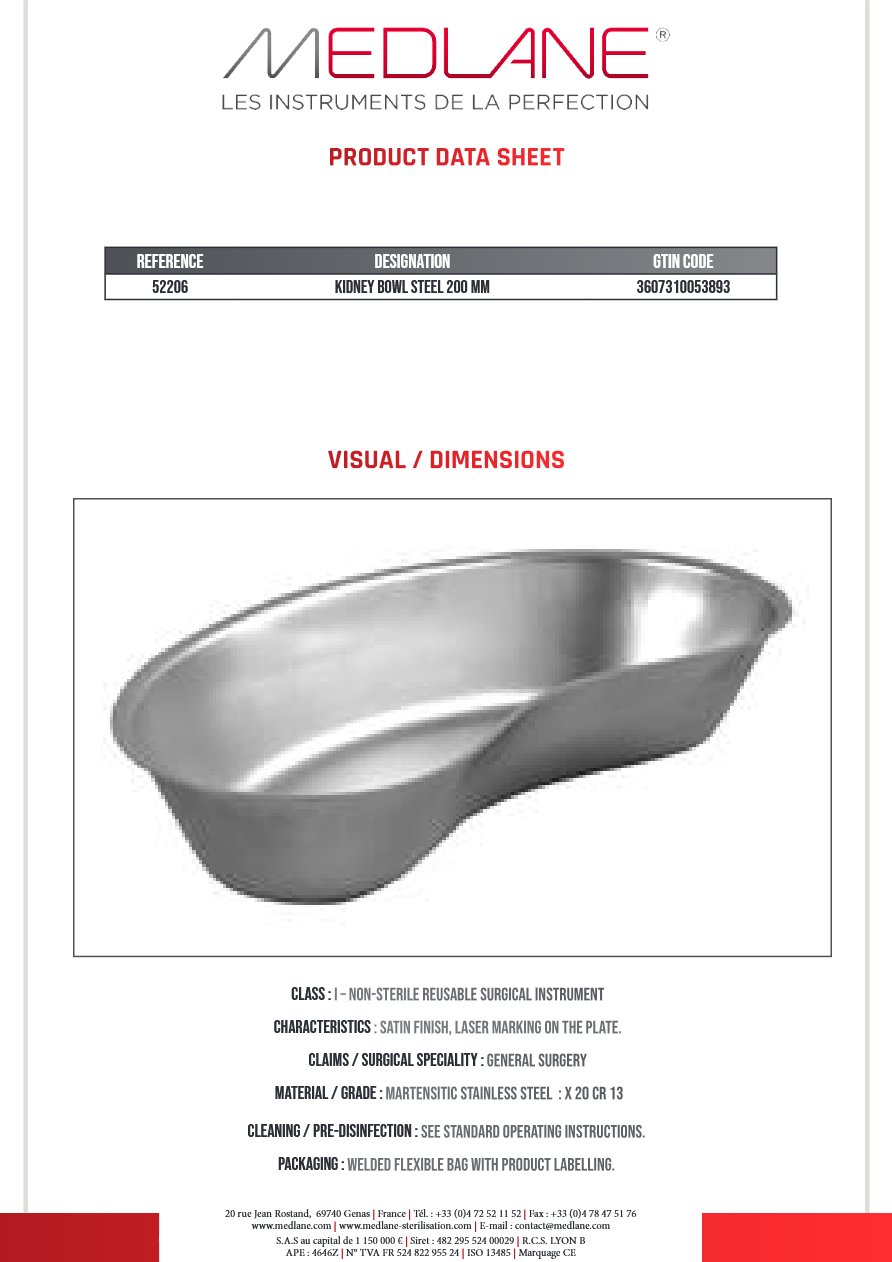 Haricot Inox 200 mm — REF 52206